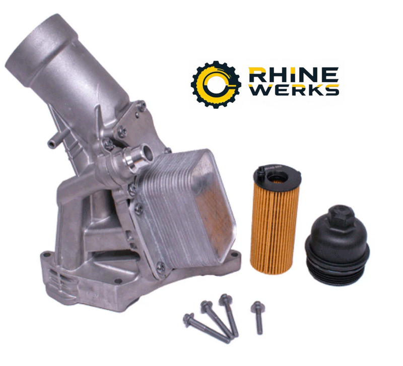 BMW F30 330i & 330e Oil Filter Housing Assembly By RhineWerks W/OEM Filter 11428596283 (Aluminum Upgrade) RhineWerks