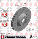 BMW E60 M5 Front Brake Rotor By Zimmermann 34112282805 or 34112282806 Brake Parts Zimmermann