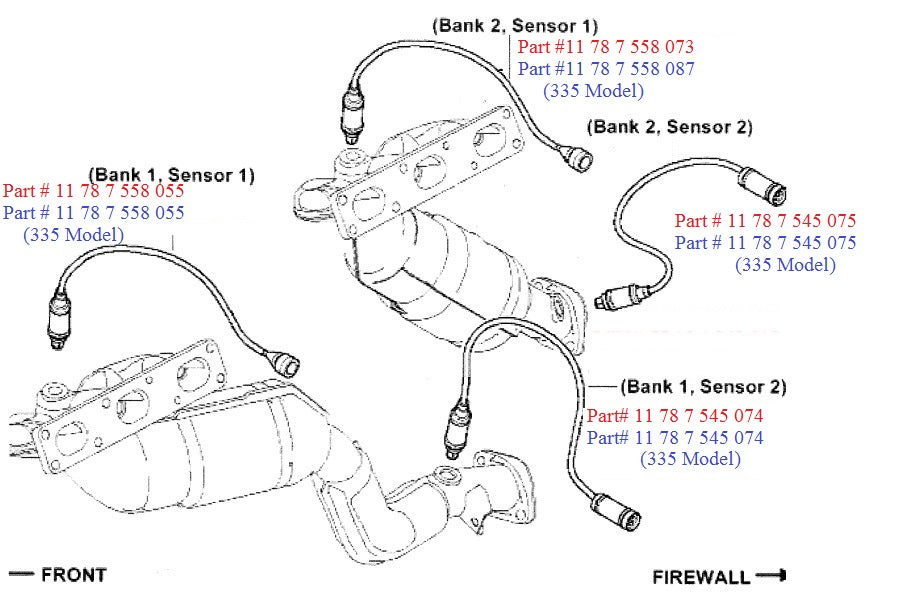 BMW X5 Oxygen Sensor Post Cat OEM 11787545074 or 11787545075