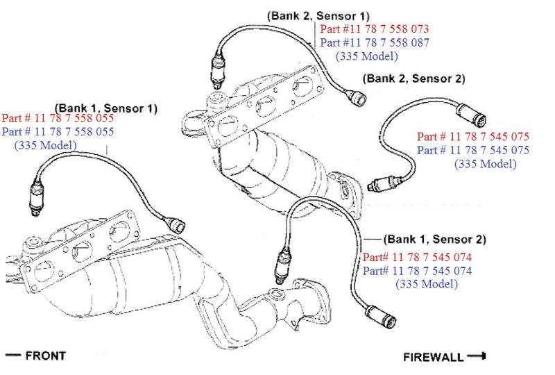 BMW X5 Oxygen Sensor Post Cat OEM 11787545074 or 11787545075 Bosch