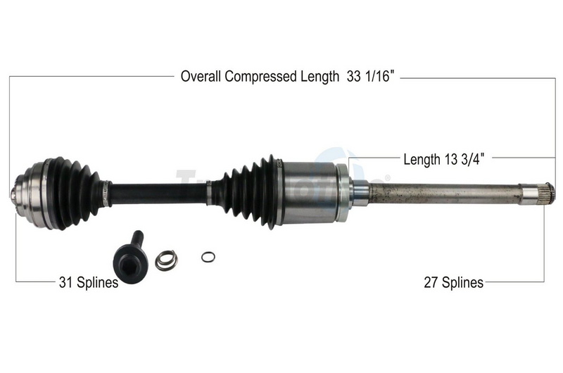 BMW F30 3-Series xDrive Front Passenger Side Axle Assembly By Surtrak 31607597694 TrakMotive