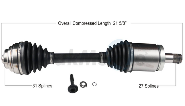 F30 3-Series xDrive Front Driver Side Axle Assembly By Surtrak 31607597693 TrakMotive